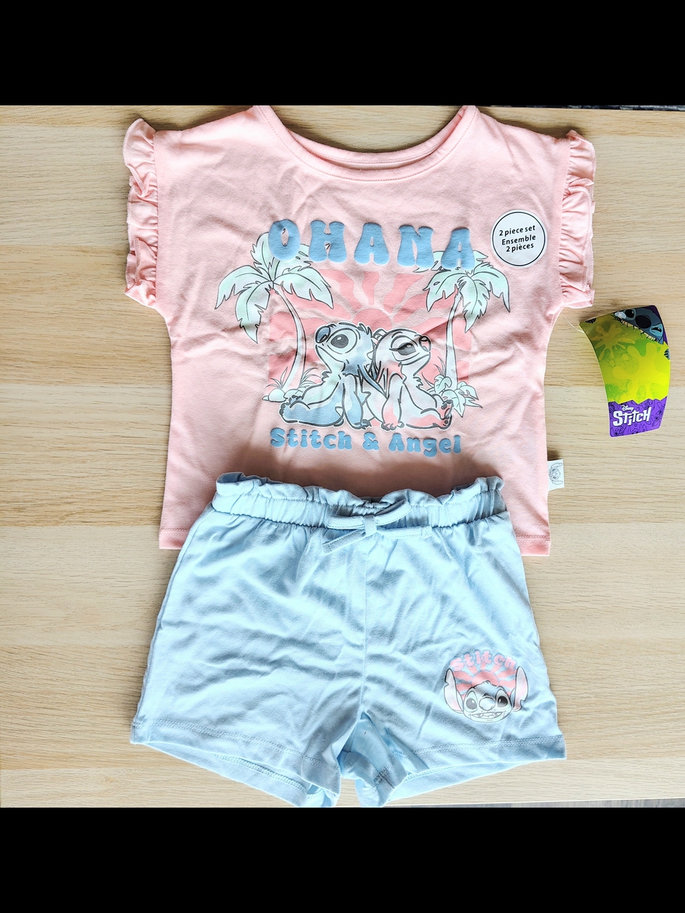 Ohana Stitch & Angel Toddler Girls Pink Two-Piece Set